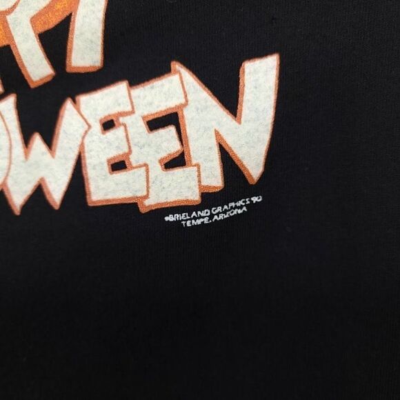 Happy Halloween T Shirt Vintage 80s Glow In The Dark Pumpkin Made In USA Mens - Picture 4 of 8